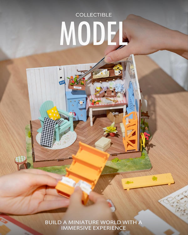 ROBOTIME Rolife Mengyu Flower Minature House DIY Building Toys With LED Light For Gifts DG163