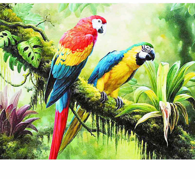 Painting style: Round, Painting size: 30x40cm-Photo Color, Color:  - Diamond Painting Two Trees And Bird Theme, Full 5D Embroidery,Home Decoration