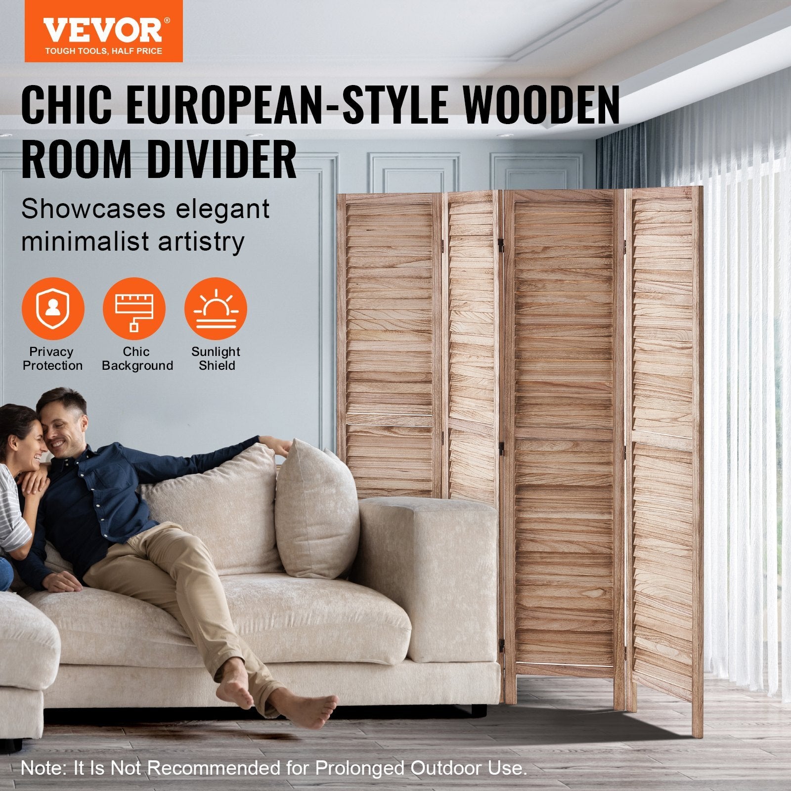 Wood Room Divider, 4 Panel Wood Folding Privacy Screen, 66.9 InchesTall Indoor Louvered Wooden Partition, Portable Decoration Screen, for Room Separation,Home,Office,Restaurant & Bedroom