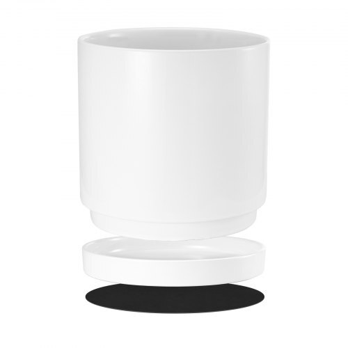 Plant Pot, 12-Inch Large Cylinder Planter with Drainage Holes, Non-Slip Pads & Detachable Saucer, Modern Ceramic Flower Pots, Indoor and Outdoor Tree Planter Pot, Home & Office Decorations