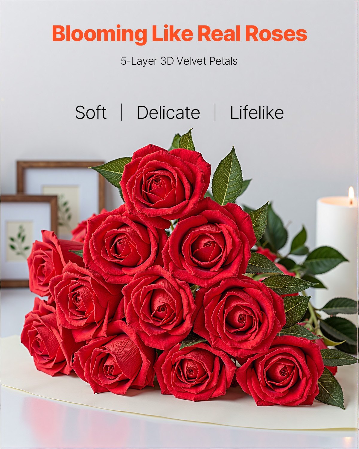 Artificial Flowers, 500 pcs Real Looking Red Foam Fake Roses Bulk, Faux Red Bridal Shower with Stems for DIY Wedding Bouquets, Home Centerpieces Arrangements, Party Tables Decorations