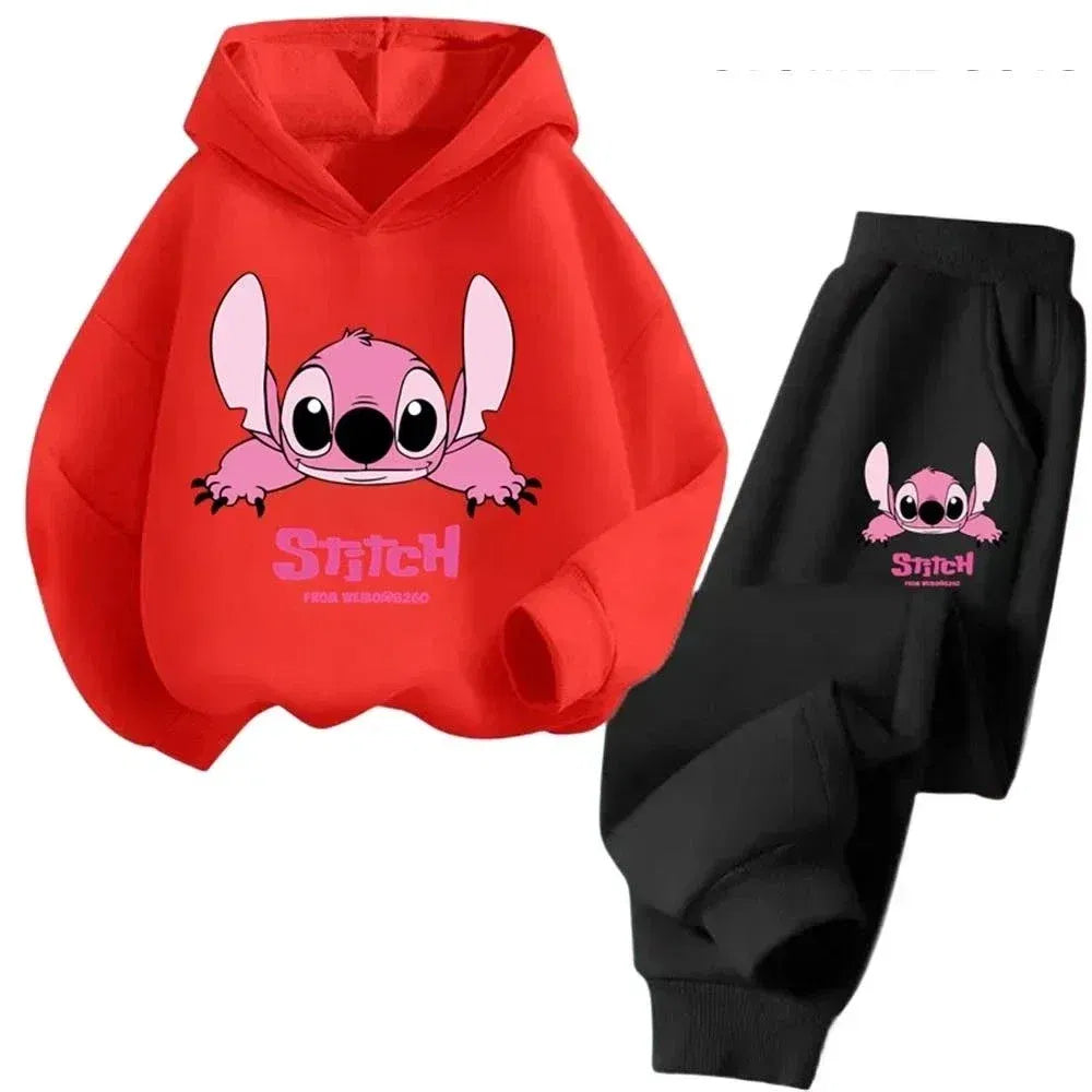 Color: black, Kid Size: 6 - Children Hoodies Stitch Kawaii Fashion Pullover Sweatshirt Anime Trucksuit Manga Cartoons Girls Boy Kids Autumn Casual Clothes