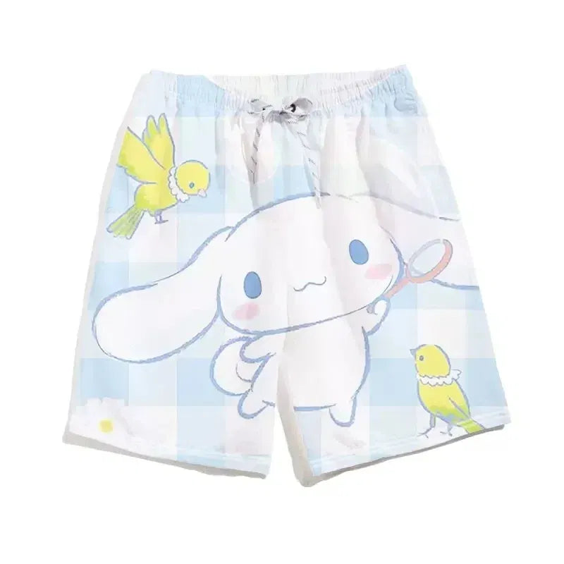Color: Pink, Kid Size: 4T - Sanrioed Kawaii Anime Summer Kuromi Girl Home Yoga Beach Pants Leisure Quick Drying Sports Shorts Indoor Outdoor Swimming Trunks