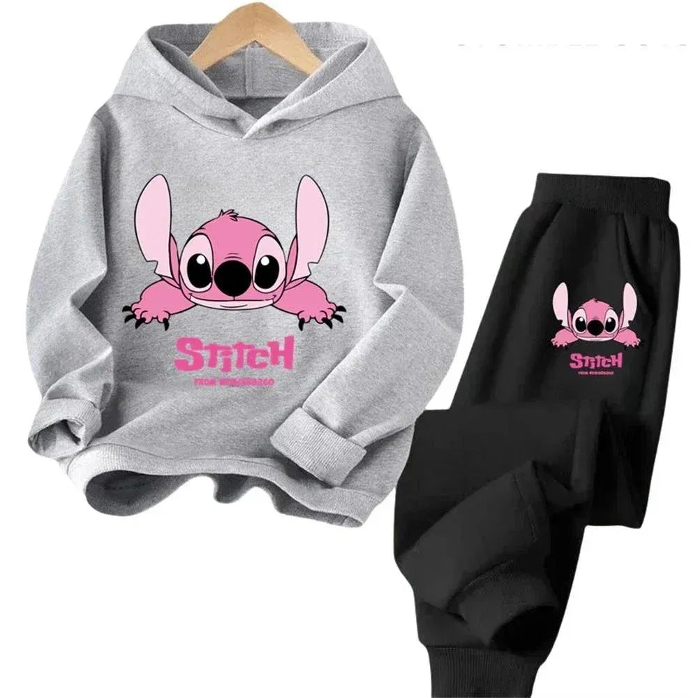 Color: black, Kid Size: 6 - Children Hoodies Stitch Kawaii Fashion Pullover Sweatshirt Anime Trucksuit Manga Cartoons Girls Boy Kids Autumn Casual Clothes