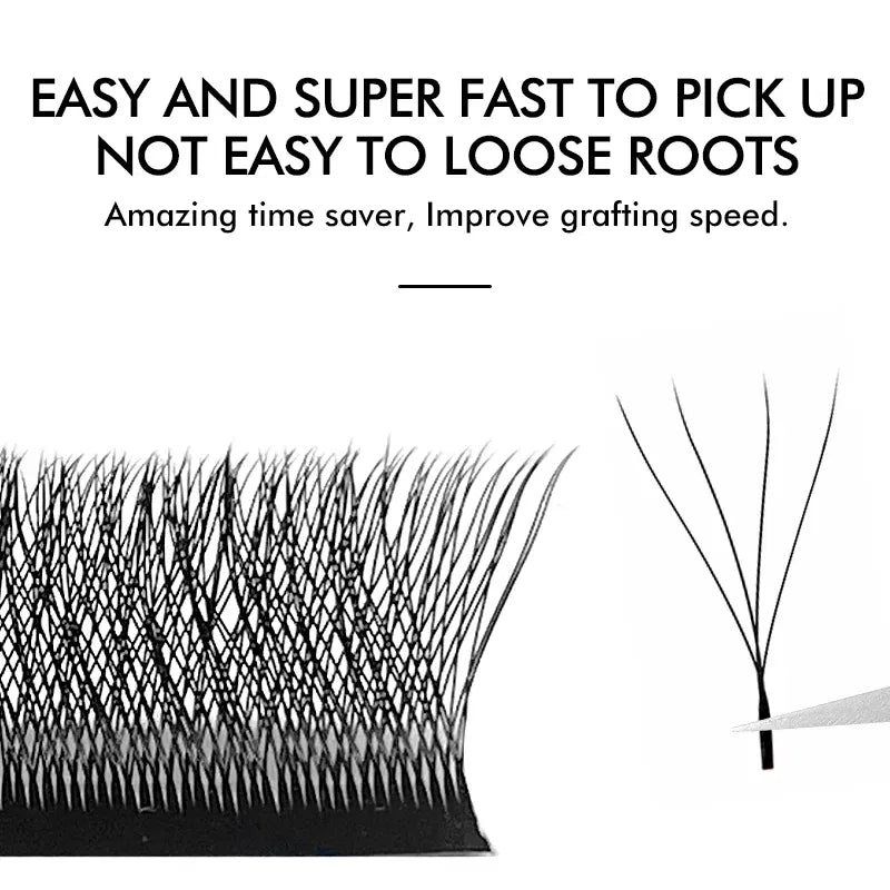 Color: Brushed Chrome, Curl: LU, Thickness: 0.07mm, Length: 8mm - NATUHANA W-Shaped 4D 5D Volume Eyelash Extensions Premade Volume Fans W Shape Lashes Natural Soft False Eyelashes for Makeup