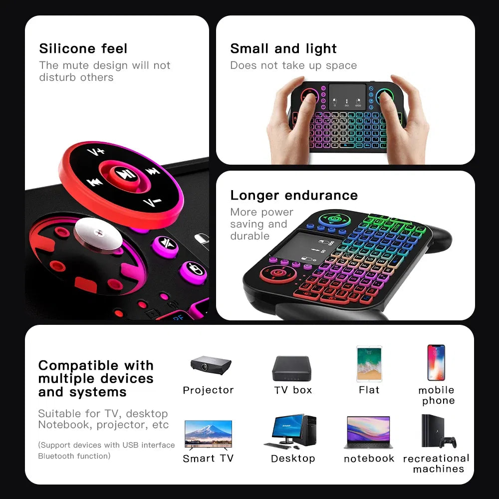 Axis Body: blue switch, Color: Green - Mini Wireless Keyboard V8 7 Backlit 2.4G Bluetooth Air Mouse Remote Control Touchpad for Android TV Box