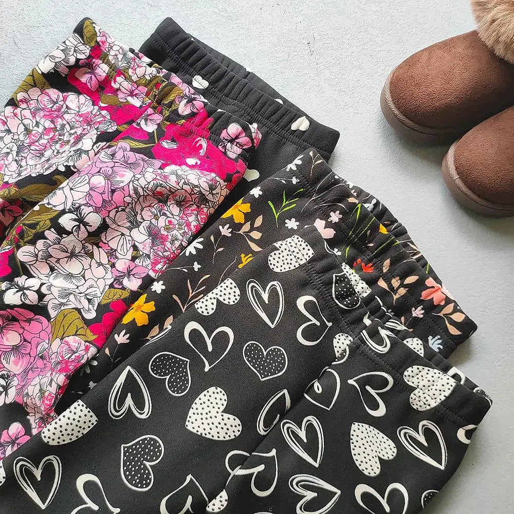 Color: Yellow, Kid Size: 11 - Autumn Winter Print Flowers Thick Warm Kids Toddler Baby Girls Leggings Children's Pants