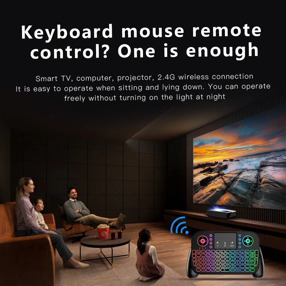 Axis Body: blue switch, Color: Green - Mini Wireless Keyboard V8 7 Backlit 2.4G Bluetooth Air Mouse Remote Control Touchpad for Android TV Box
