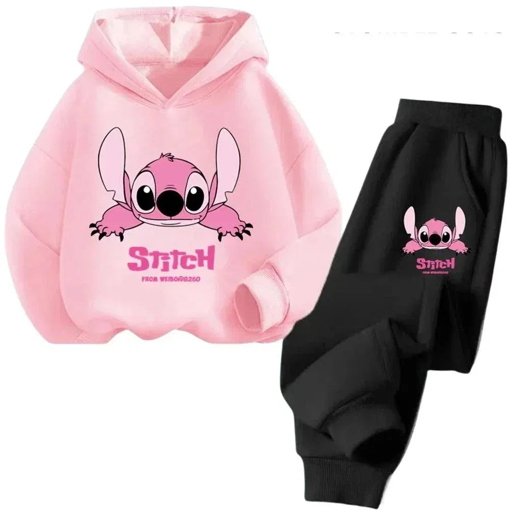 Color: black, Kid Size: 6 - Children Hoodies Stitch Kawaii Fashion Pullover Sweatshirt Anime Trucksuit Manga Cartoons Girls Boy Kids Autumn Casual Clothes
