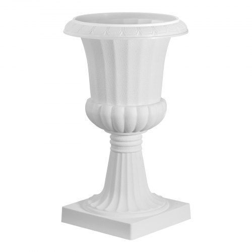 Plastic Urn Planters, 9.8 x 16.5 Inch, 2 Pack White Classic Flower Pots Front Porch Planters, Indoor & Outdoor Vase for Wedding, Party, Event, Home, Stage, Garden, Balcony, Patio Decoration