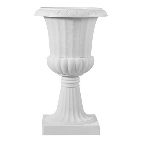 Plastic Urn Planters, 9.8 x 16.5 Inch, 2 Pack White Classic Flower Pots Front Porch Planters, Indoor & Outdoor Vase for Wedding, Party, Event, Home, Stage, Garden, Balcony, Patio Decoration