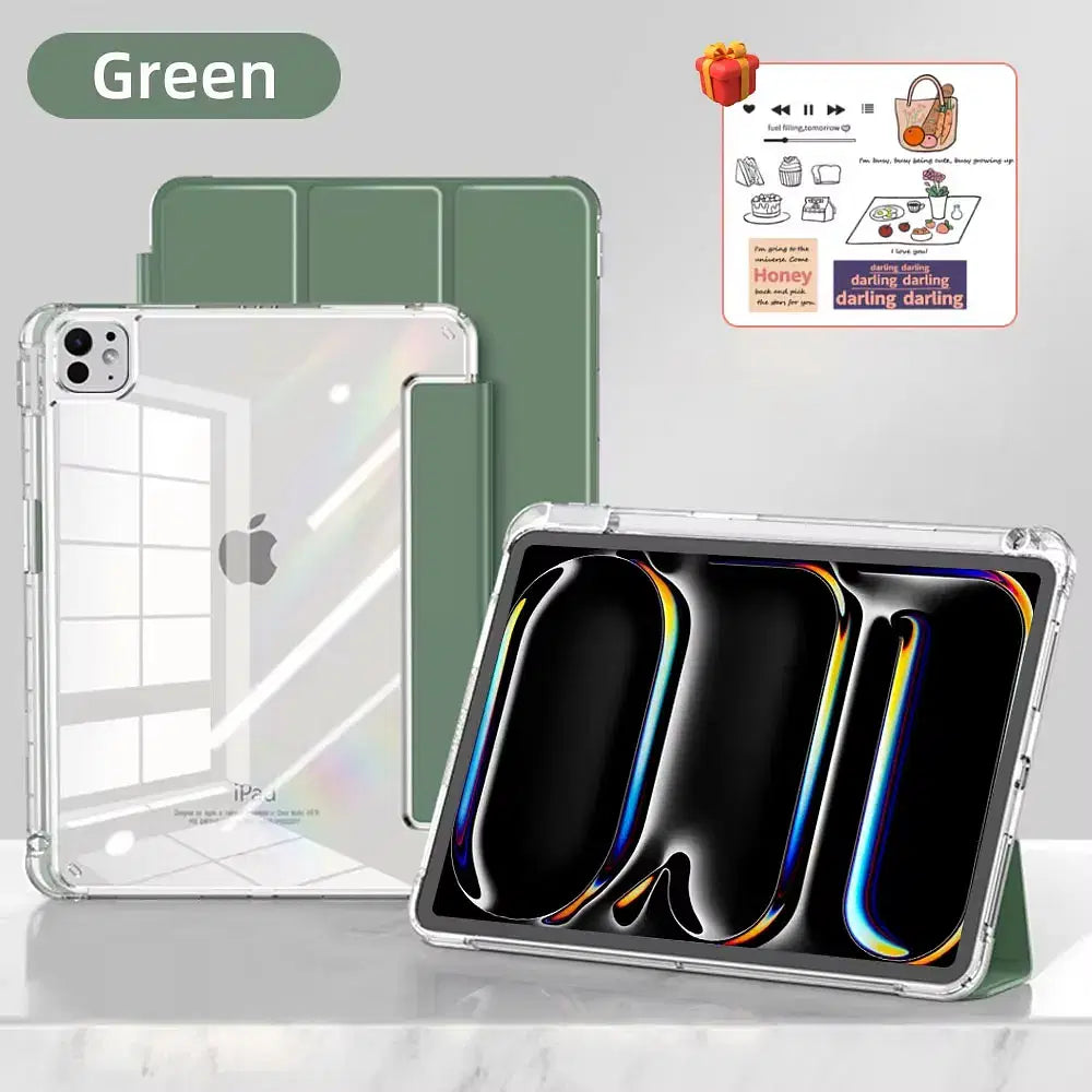 Color: green, Size: seventeen - For iPad Air 5 Case 2024 Air 6 11 iPad Pro 11 12.9 13 10 Gen 10.2 9th 8th 7th 9.7 6th 5th Mini 7 6 Smart case with pen Holder