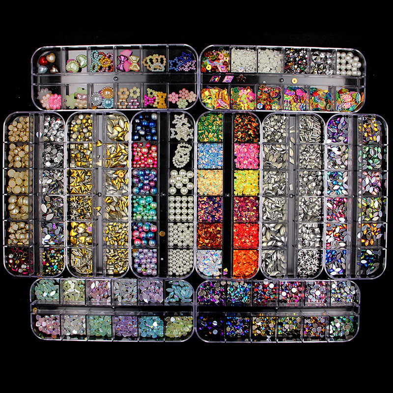 Specification: KQH470 color - Multi-size Nail Rhinestones 3D Crystal Nail Stones Gems Pearl DIY Nail Art Decorations