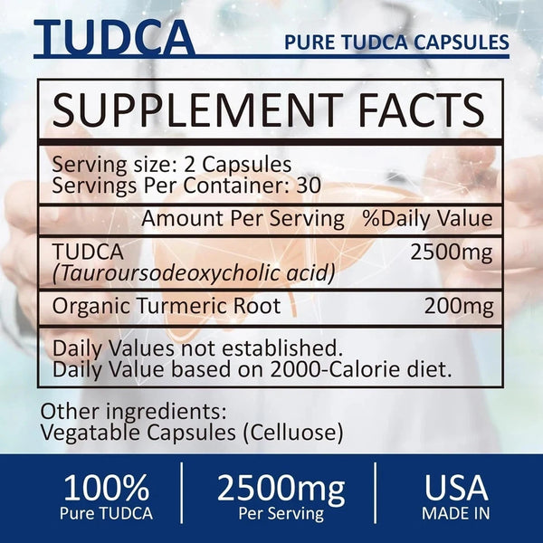 TUDCA 2500mg Liver Support & Gallbladder Health – 60 Capsules